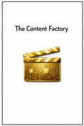 Gold clapperboard with circuit board design on a white background, featuring 'The Content Factory' text.